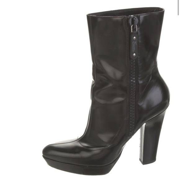 Gucci Shoes - Gucci Leather Black Boots Bootie Heels Size 7
